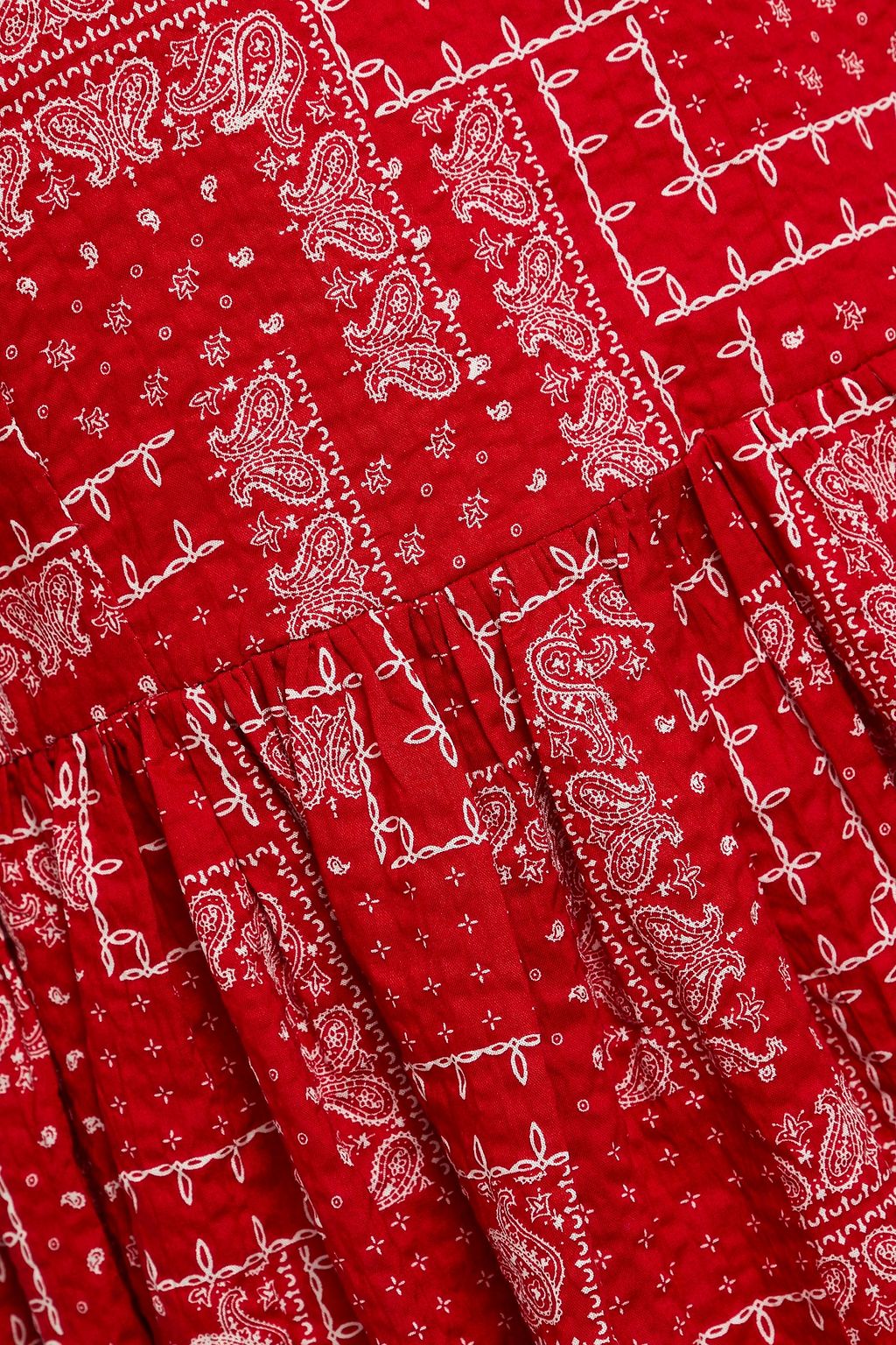 SHRIMPS Bow-detailed printed cotton-seersucker dress