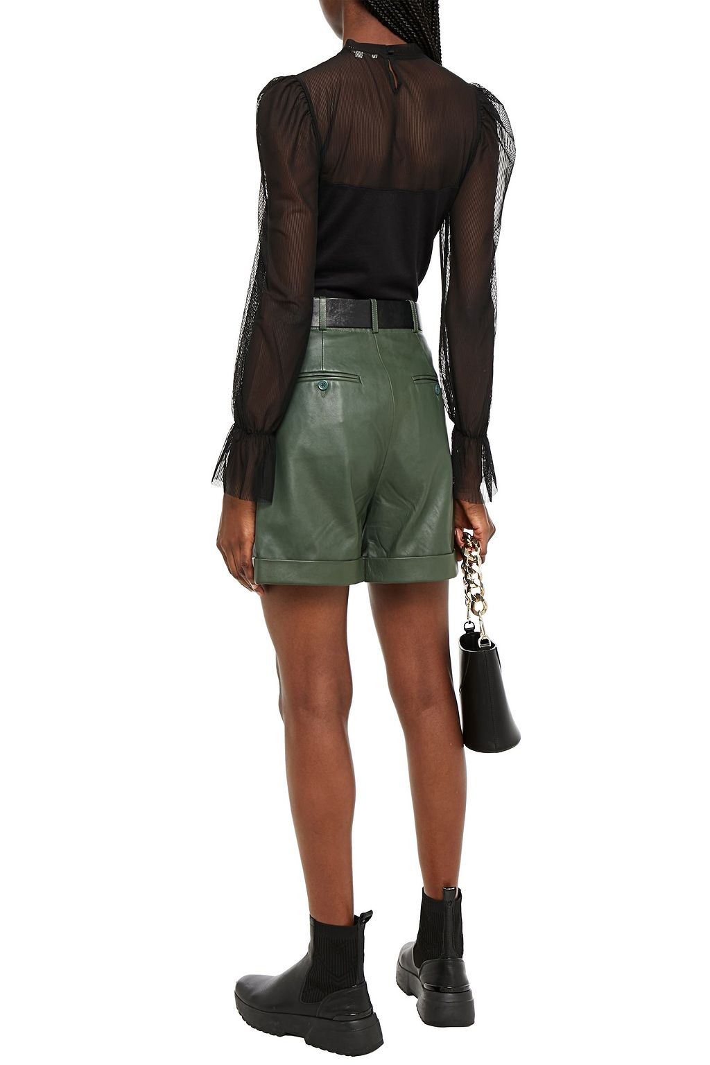 MAJE Paneled mesh and jersey top