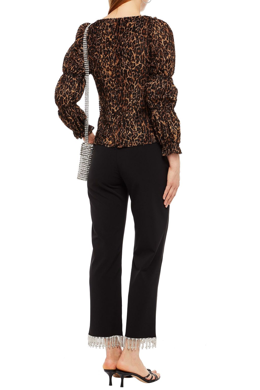 SHRIMPS Cropped crystal-embellished twill straight-leg pants