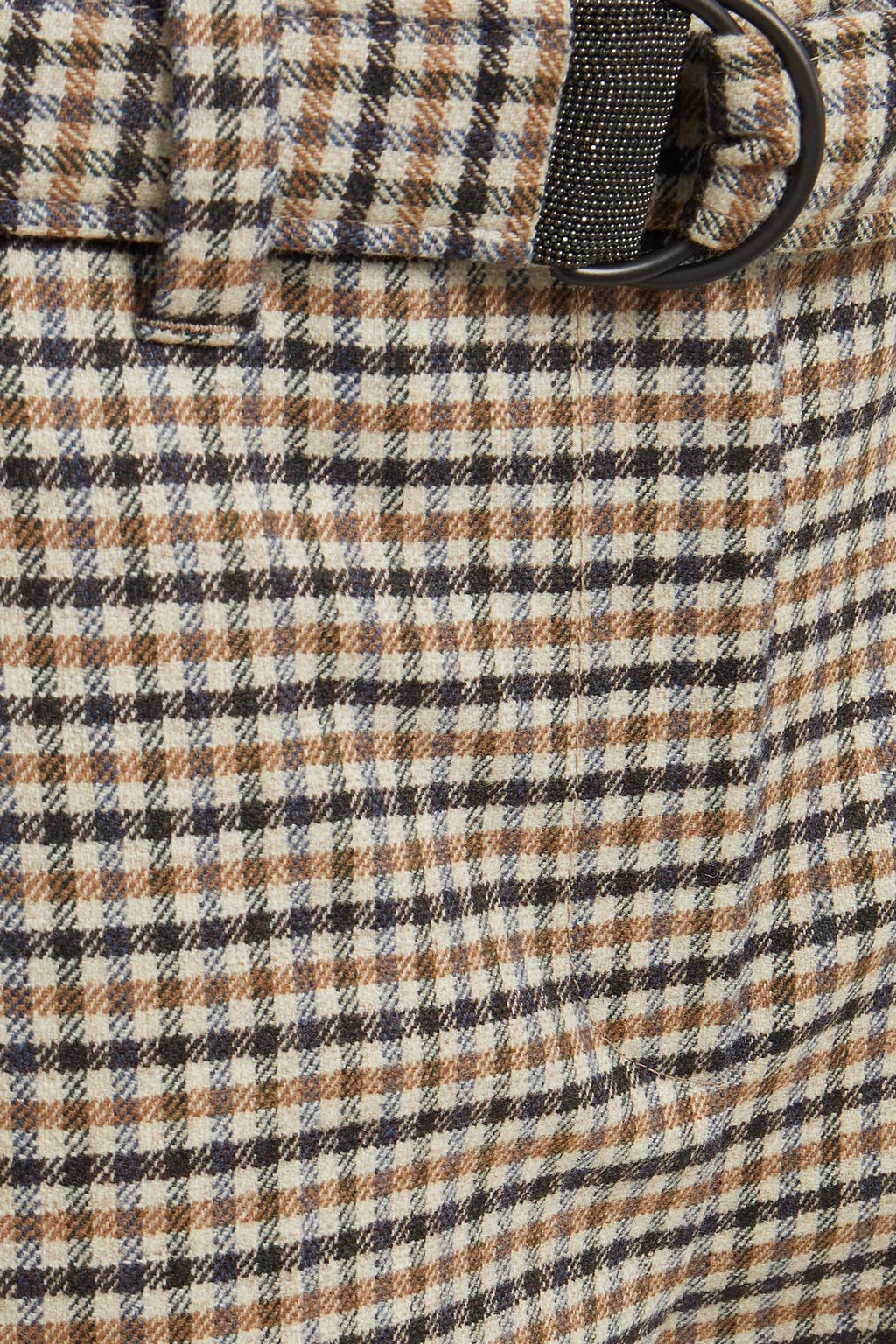 BRUNELLO CUCINELLI Hose mit geradem Bein aus einer Wollmischung mit Karomuster und Gürtel