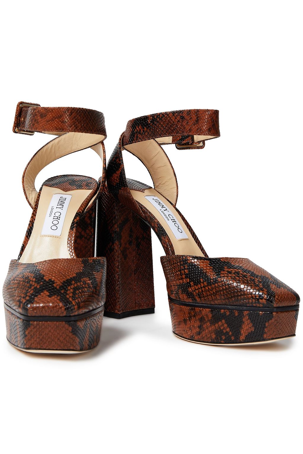 JIMMY CHOO Jinn 125 snake-effect leather platform pumps