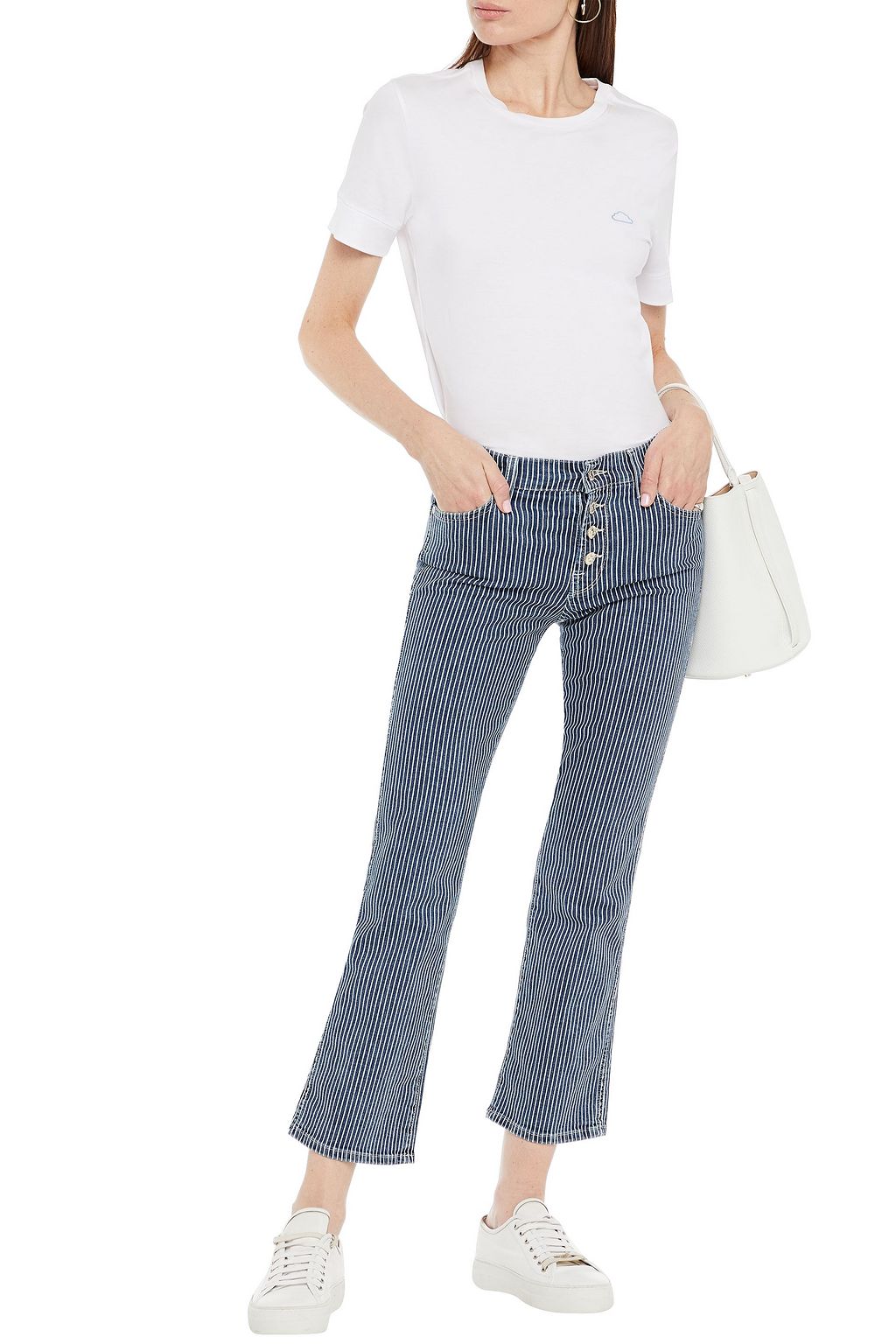 7 FOR ALL MANKIND Striped mid-rise kick-flare jeans