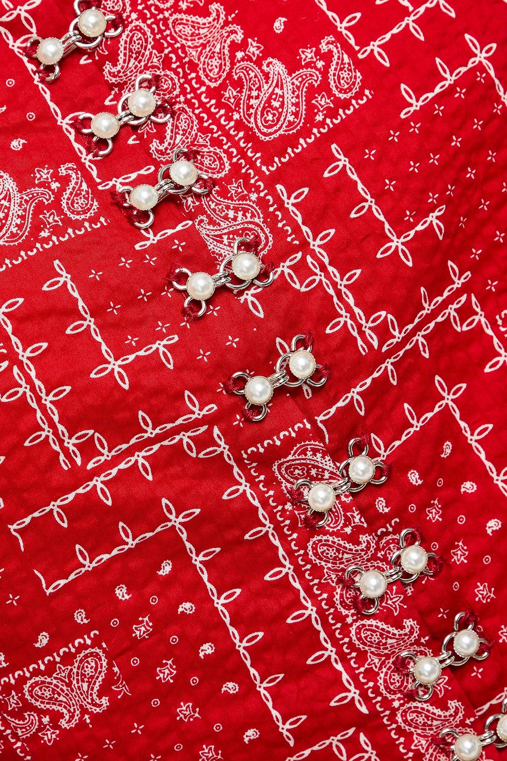 SHRIMPS Cropped printed cotton-seersucker top