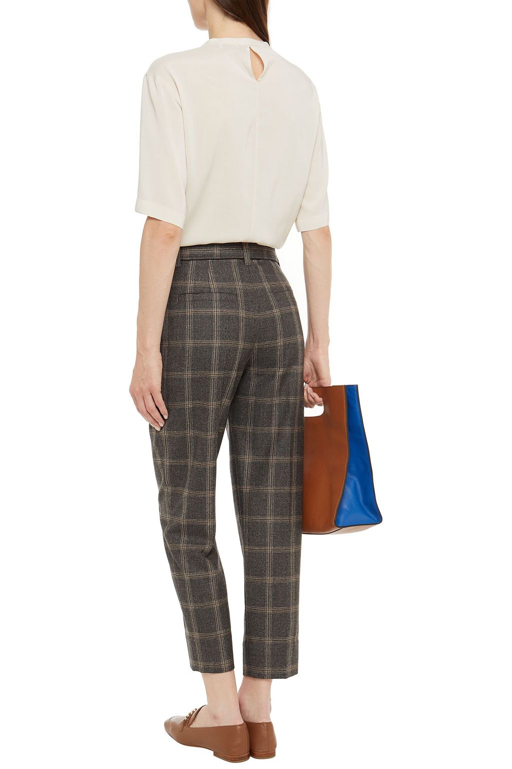 BRUNELLO CUCINELLI Bead-embellished silk-blend crepe de chine top