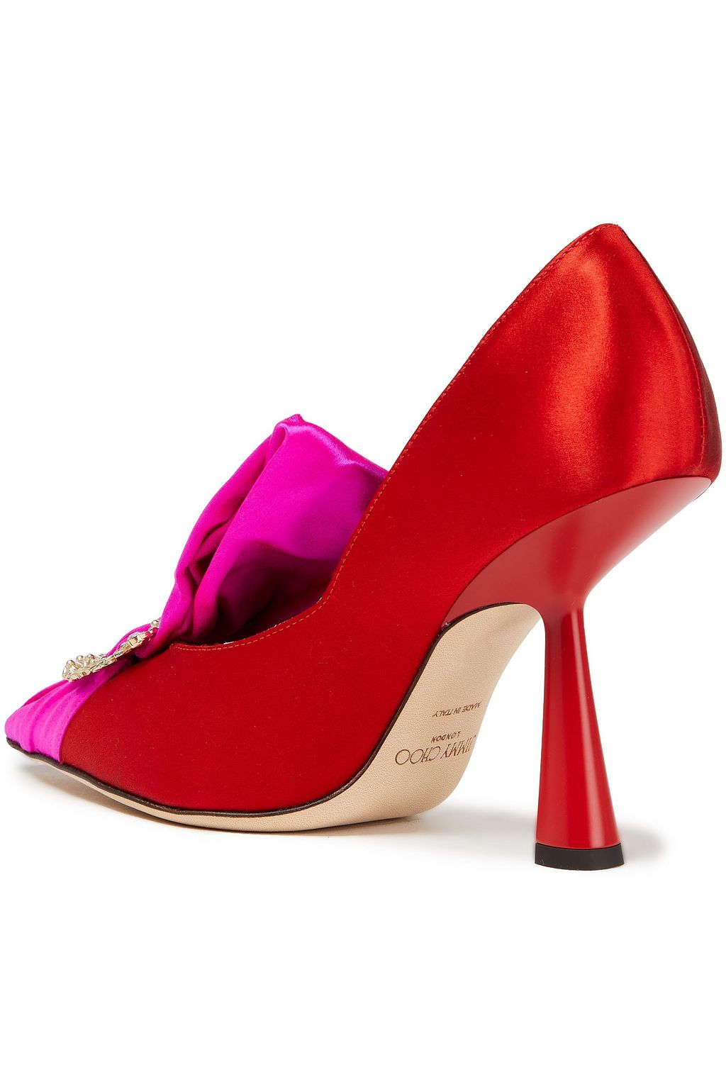 JIMMY CHOO Lyz 100 embellished two-tone satin pumps
