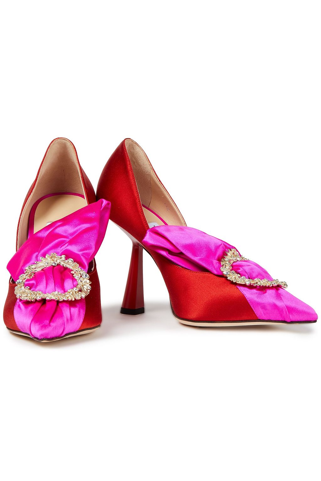 JIMMY CHOO Lyz 100 embellished two-tone satin pumps