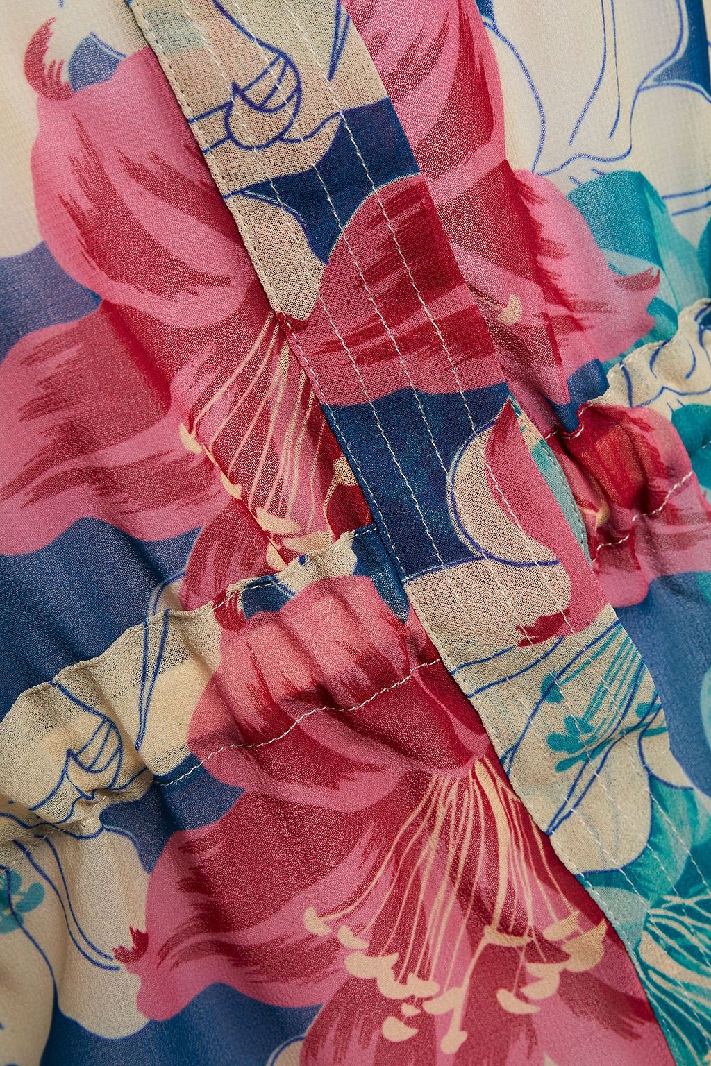 ETRO Gathered floral-print crepe de chine shirt