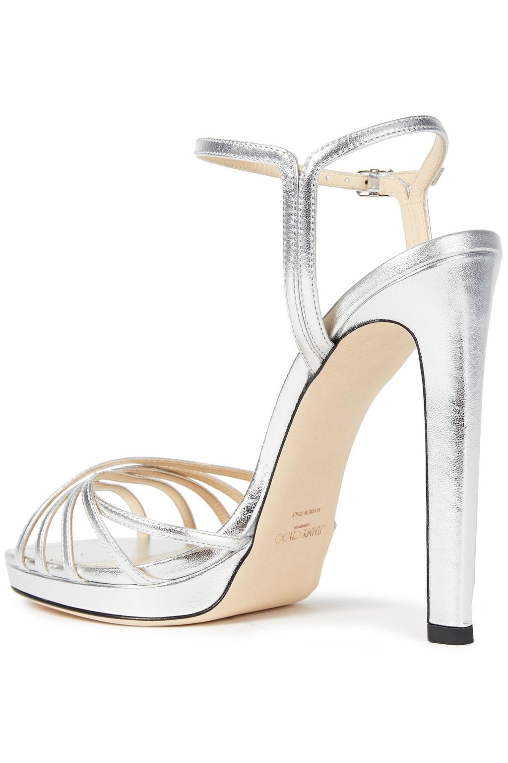 JIMMY CHOO Metallic leather platform sandals