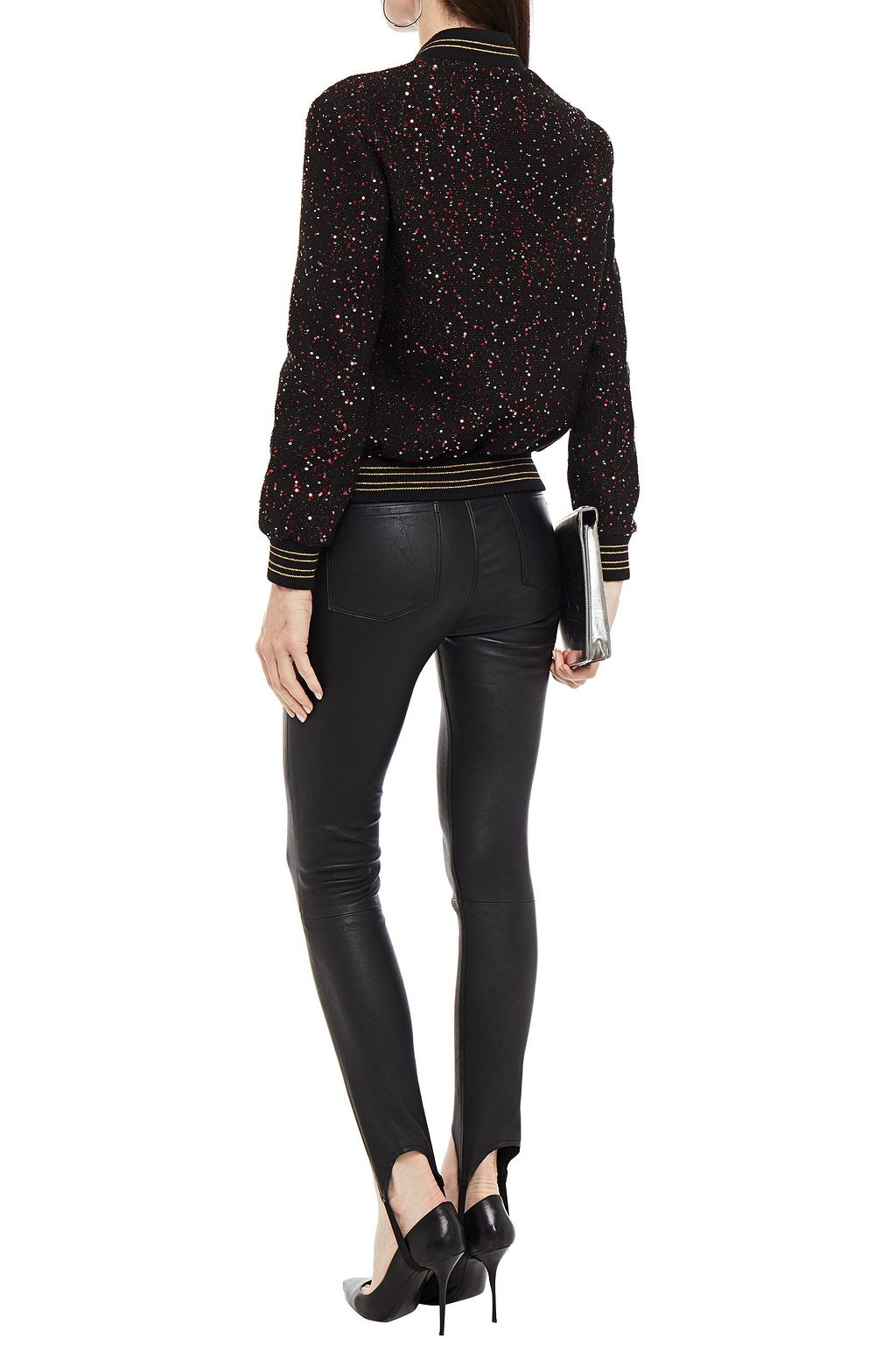 SAINT LAURENT Verzierte Bomberjacke aus Metallic-Tweed