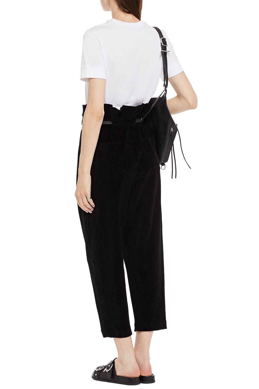 IRO Cropped Karottenhose aus Baumwollsamt mit Falten