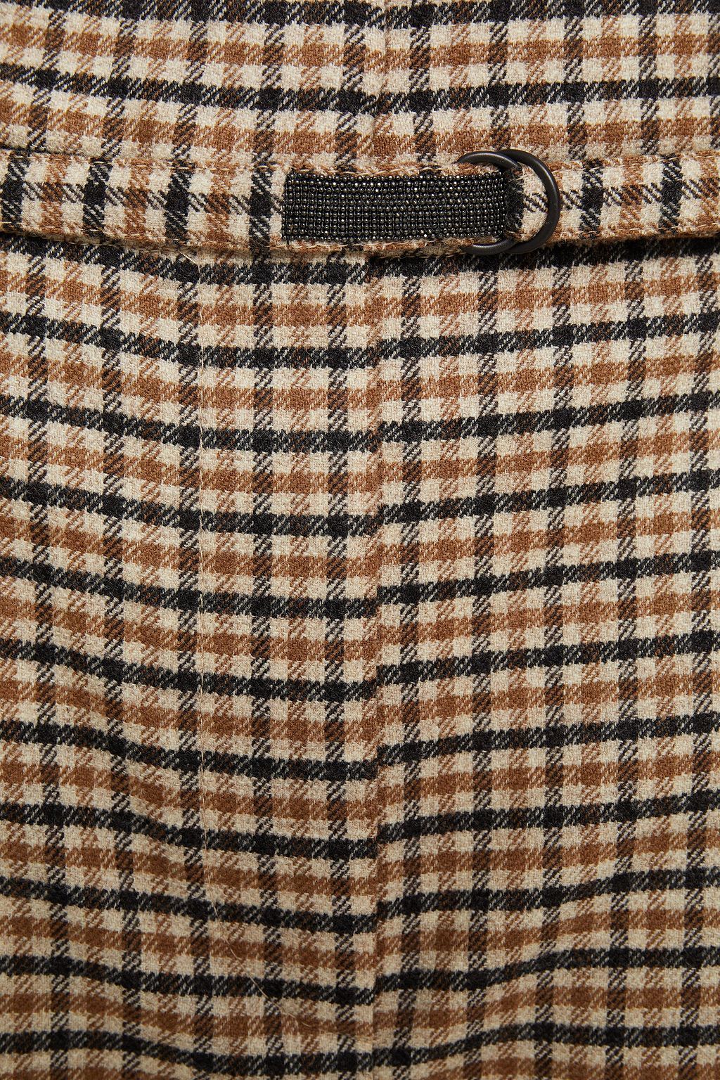 BRUNELLO CUCINELLI Belted checked wool-blend tapered pants