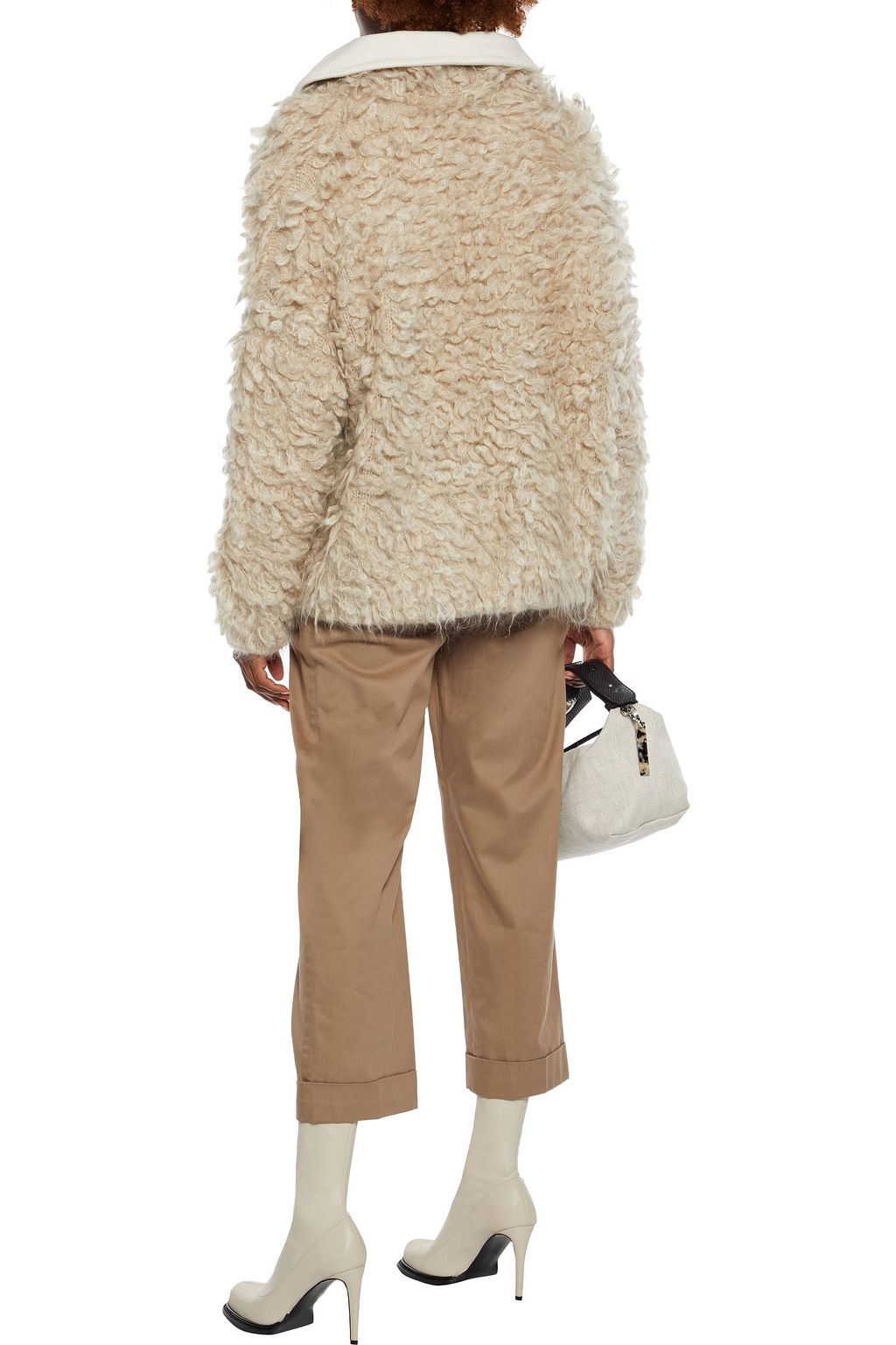 BRUNELLO CUCINELLI Cropped belted embellished cotton-blend twill straight-leg pants