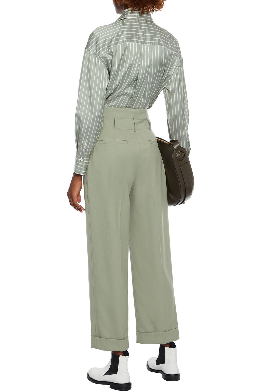 BRUNELLO CUCINELLI Cropped pleated wool-twill straight-leg pants