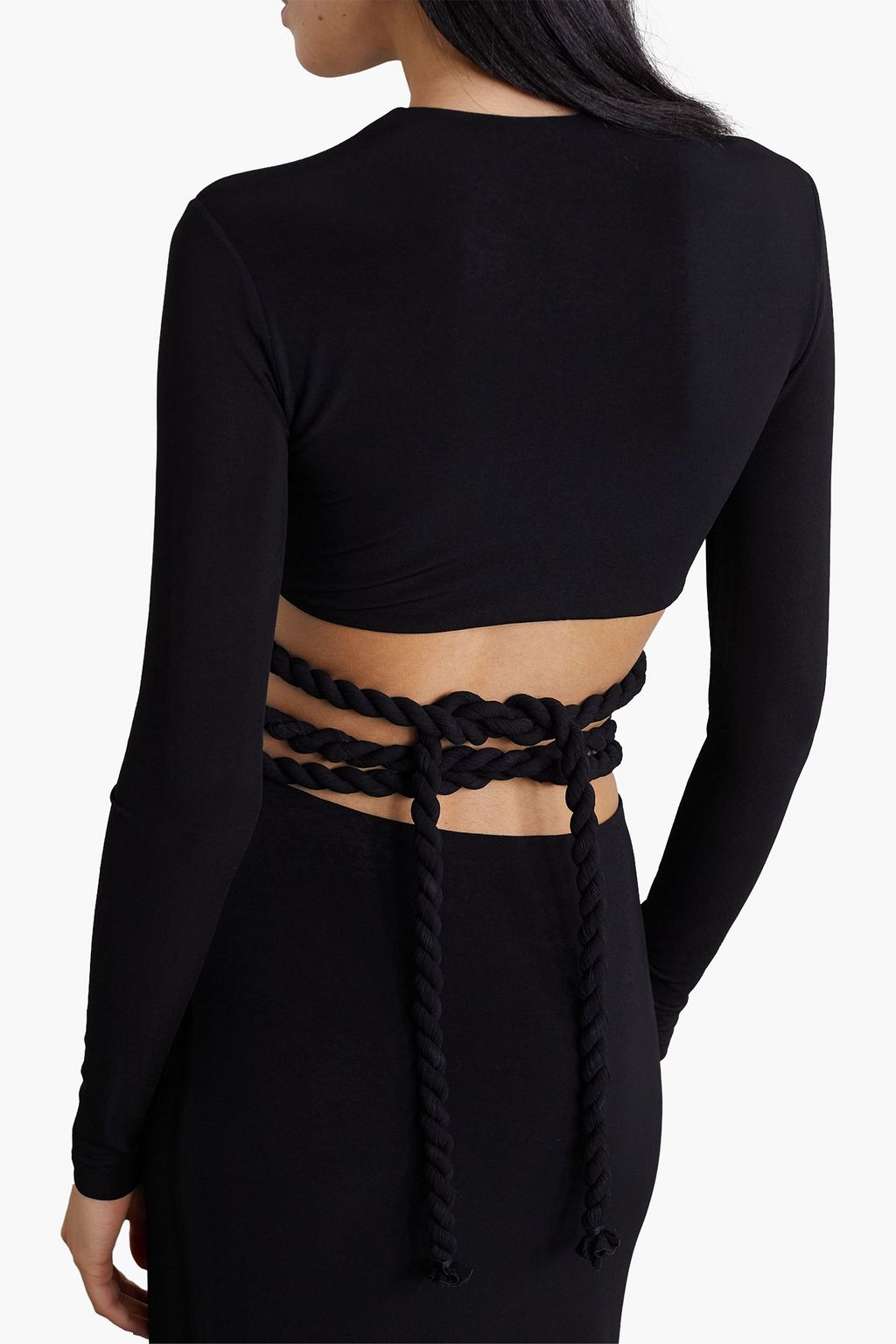 DION LEE Cropped stretch-jersey wrap top