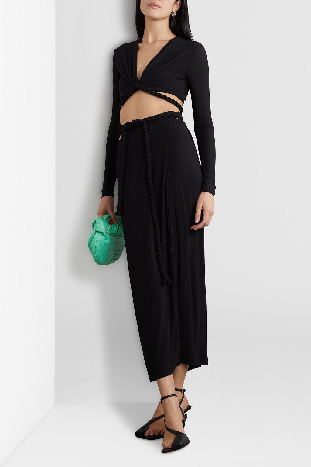 DION LEE Cropped stretch-jersey wrap top