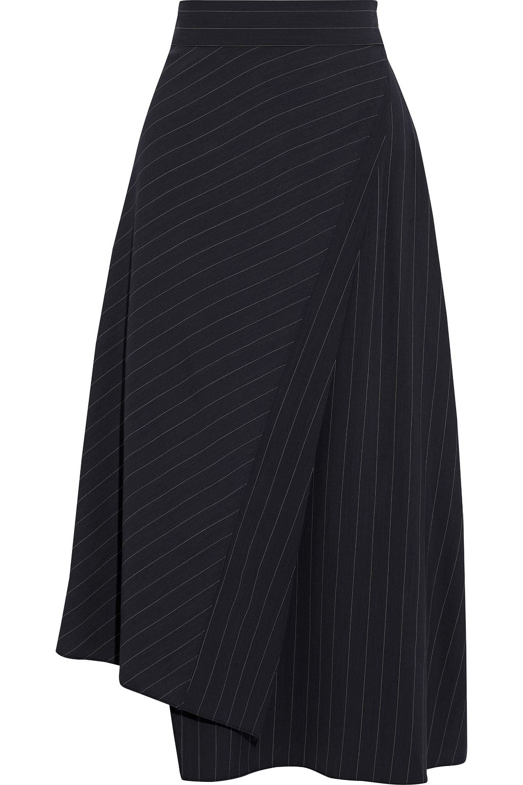 BRUNELLO CUCINELLI Wrap-effect pinstriped woven midi skirt | Sale up to ...