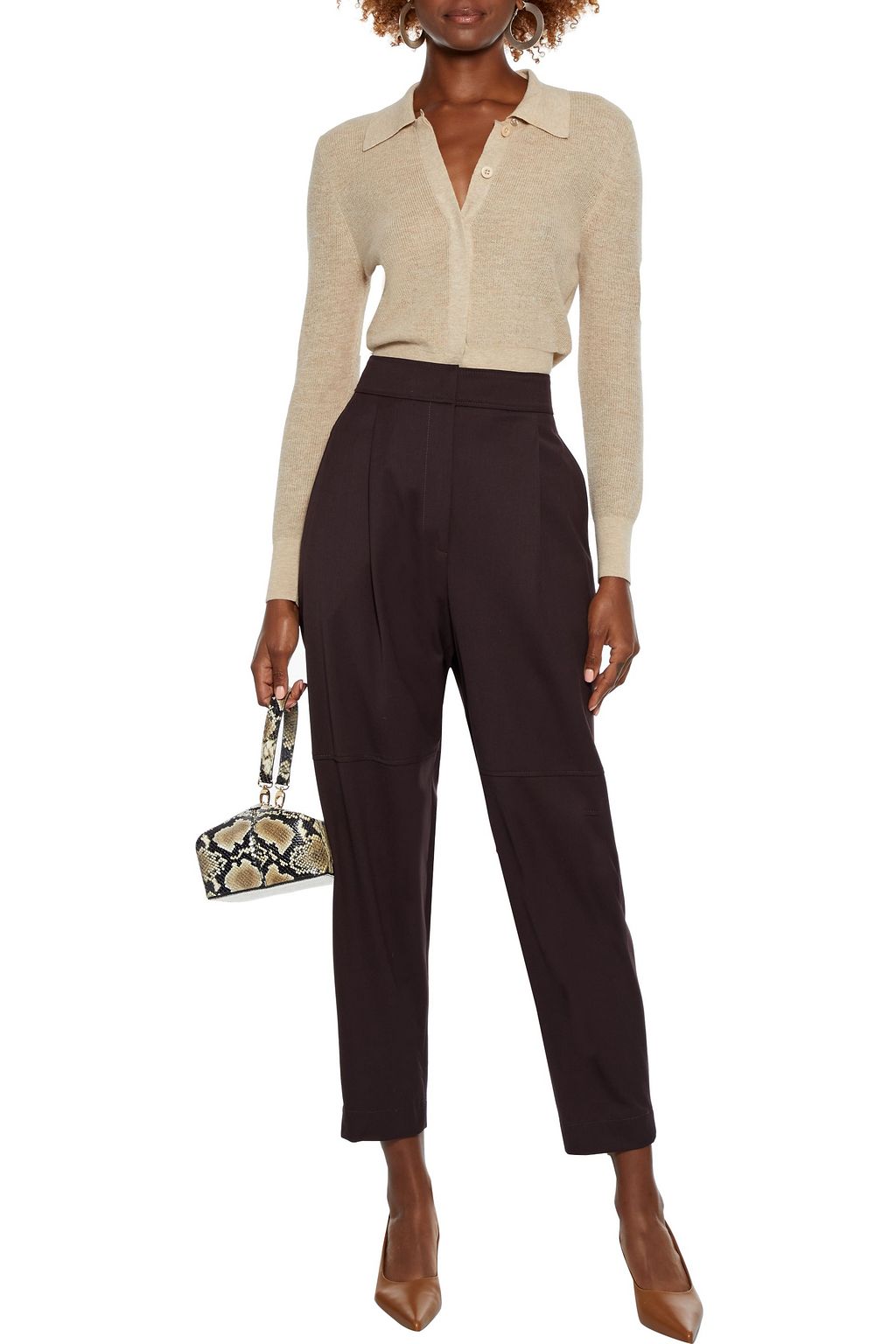 BRUNELLO CUCINELLI Cropped wool-blend twill tapered pants