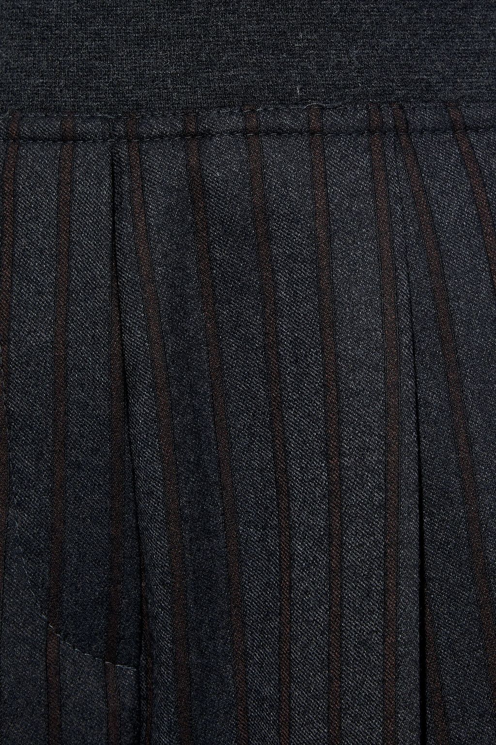 BRUNELLO CUCINELLI クロップド ストライプウールフランネル テーパード パンツ