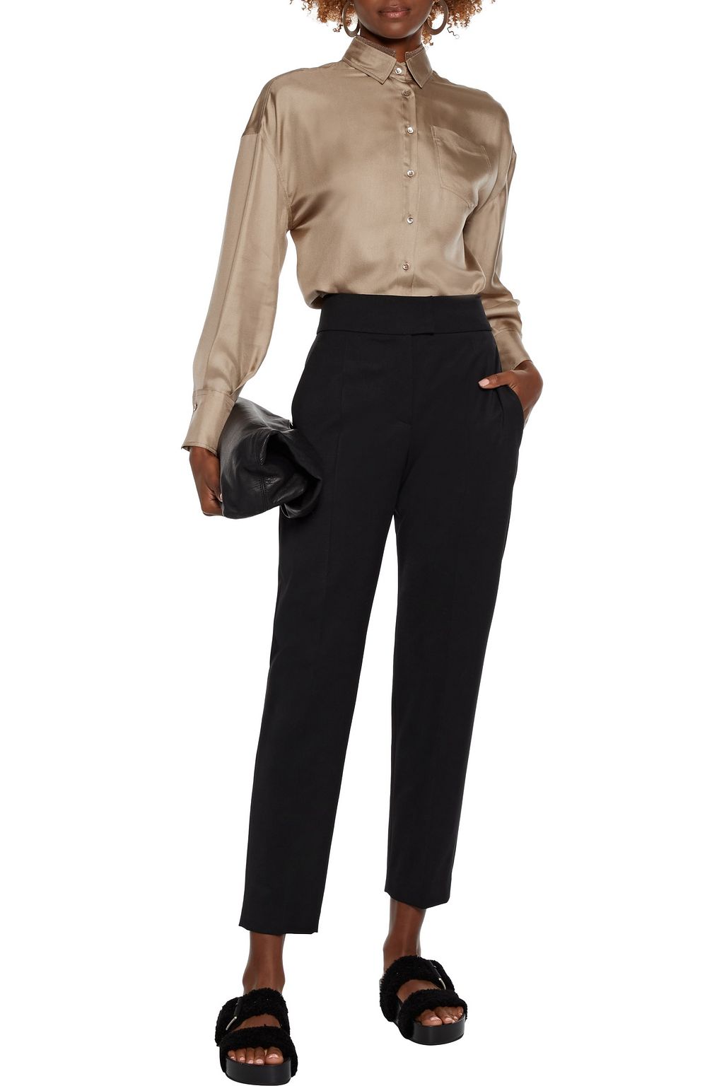 BRUNELLO CUCINELLI Bead-embellished silk-twill shirt