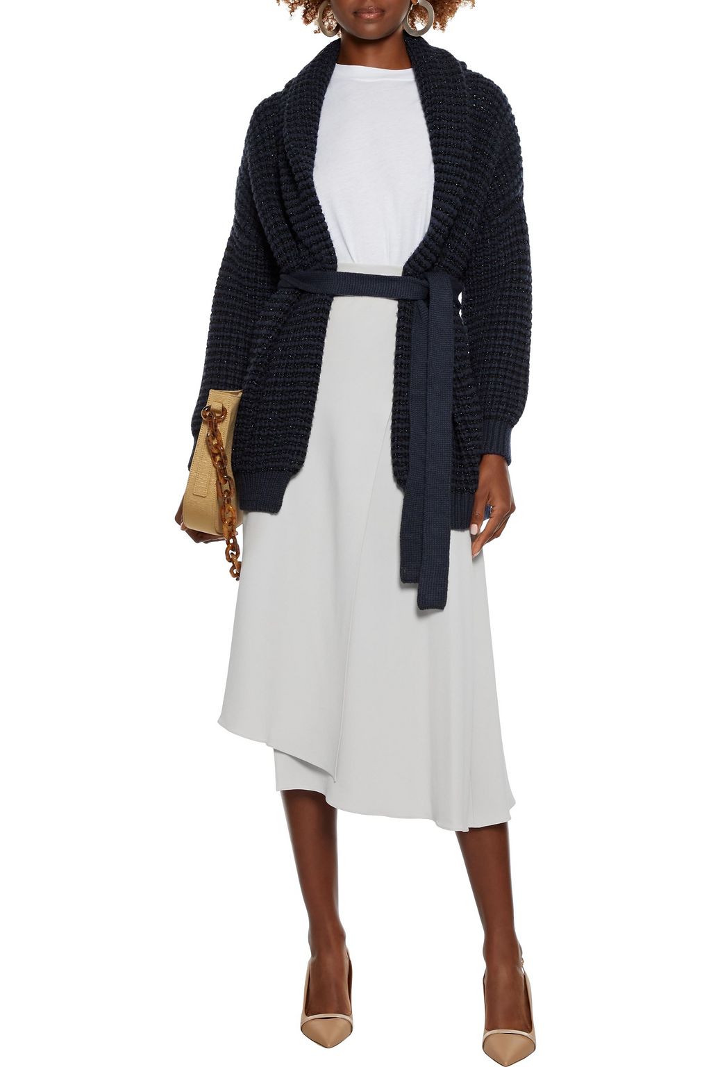 BRUNELLO CUCINELLI Wrap-effect crepe midi skirt