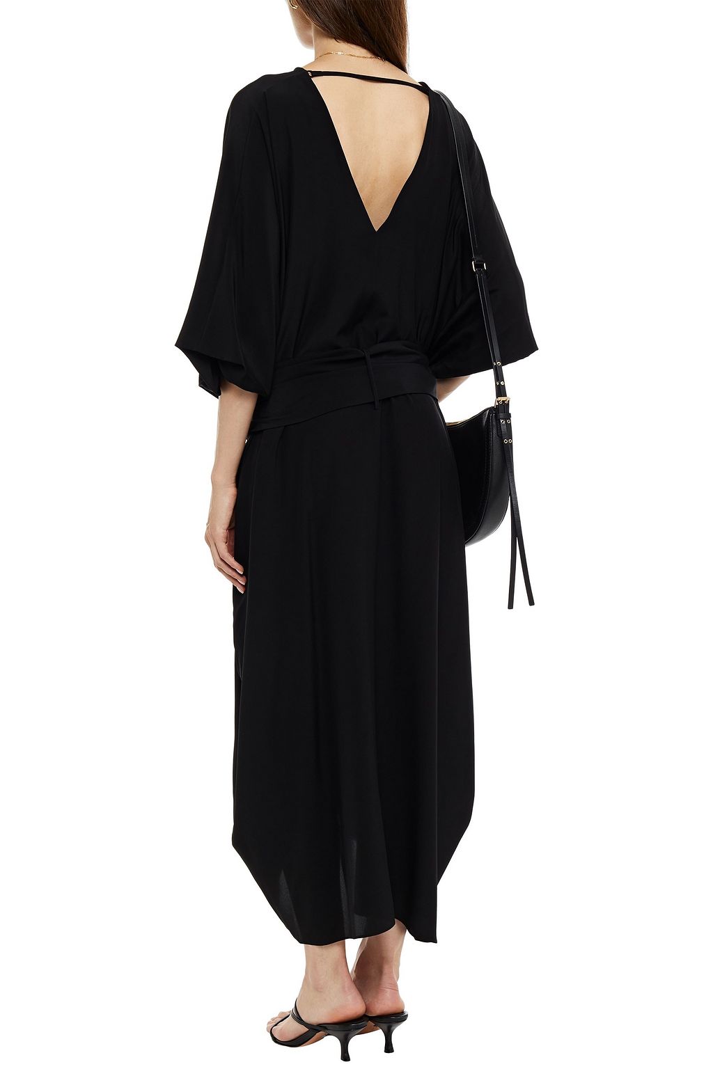 BRUNELLO CUCINELLI Belted silk crepe de chine midi dress