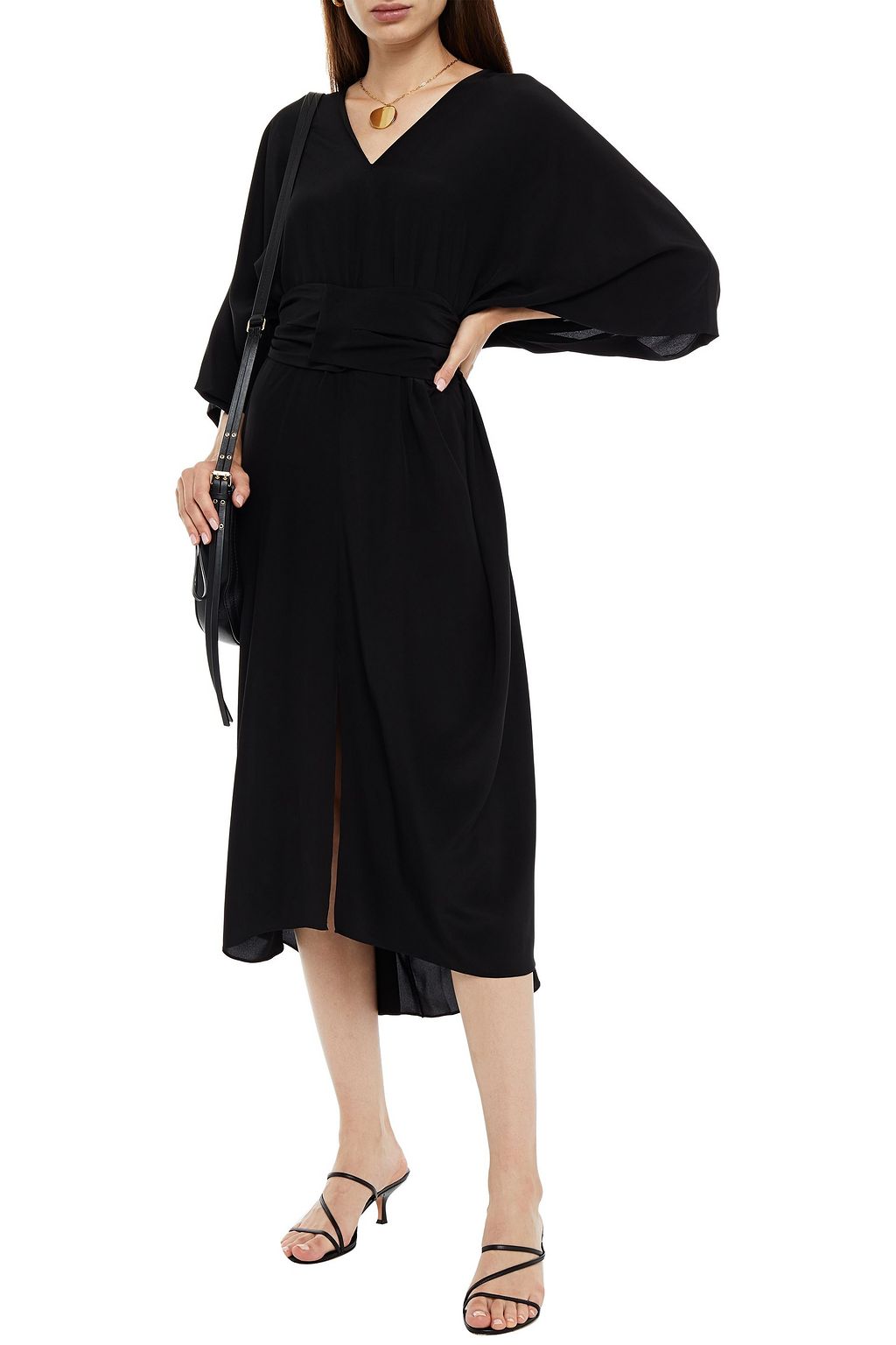 BRUNELLO CUCINELLI Belted silk crepe de chine midi dress