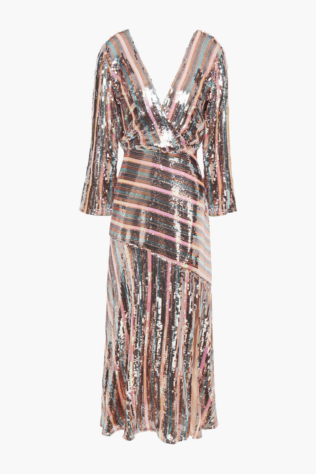 Peach Tyra striped sequined chiffon ...