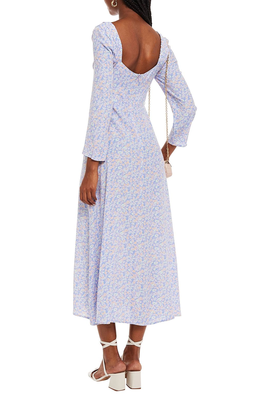 RIXO Giselle ruched floral-print crepe midi dress