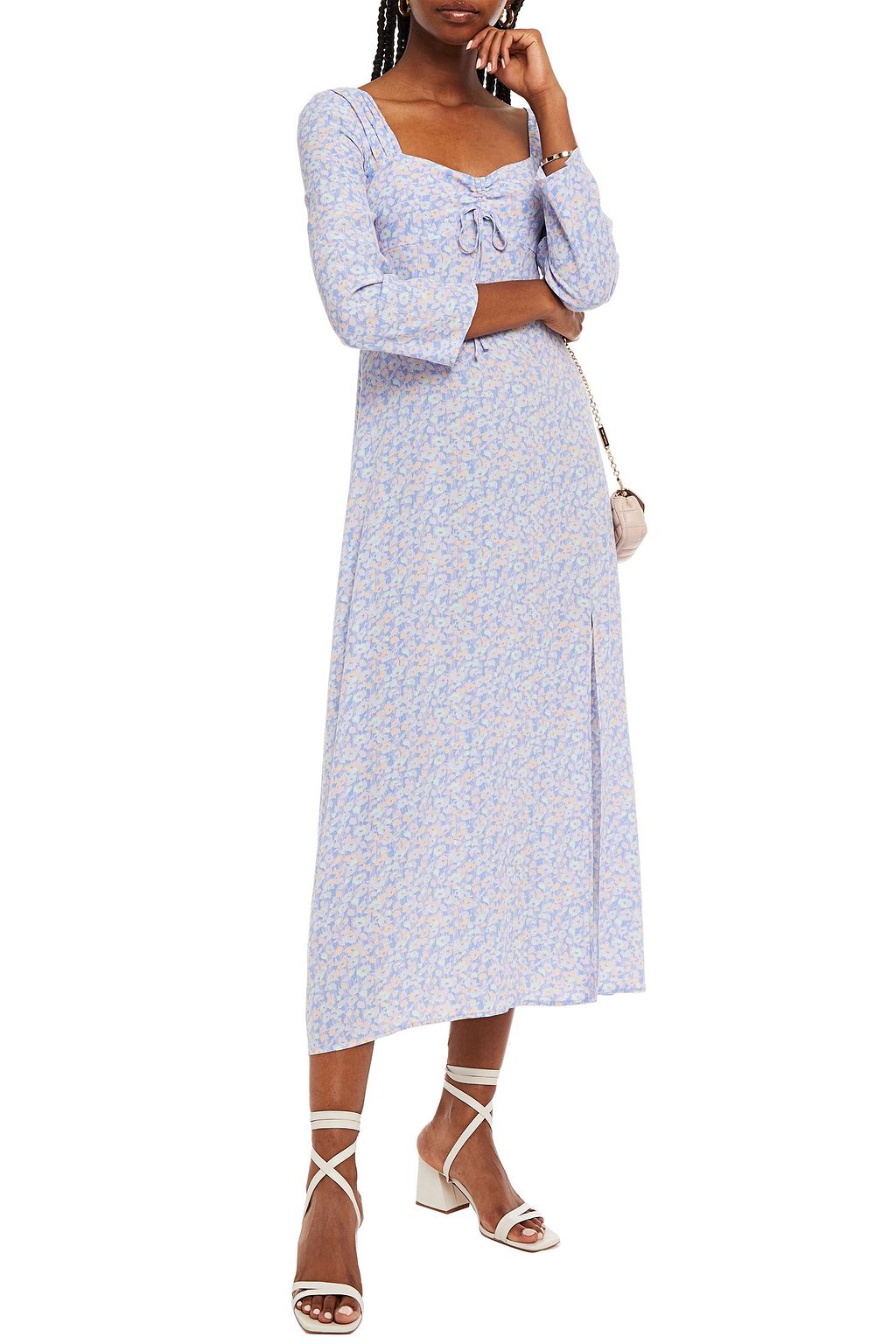 RIXO Giselle ruched floral-print crepe midi dress