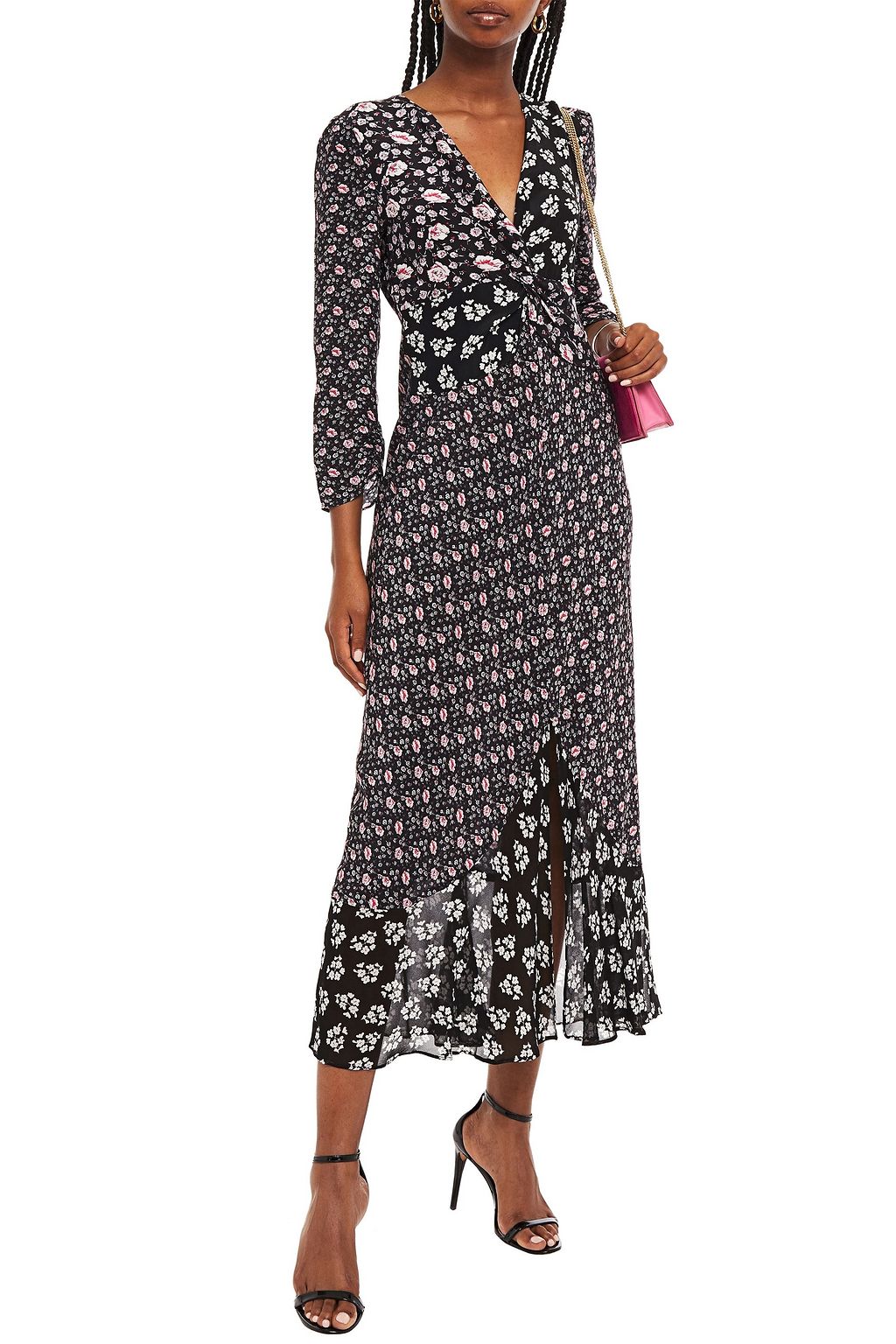RIXO Chelsea paneled printed silk crepe de chine midi dress