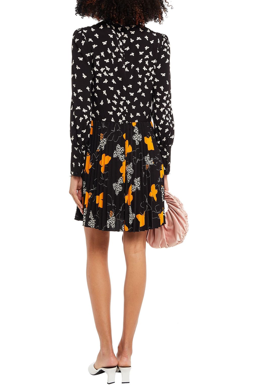 REDVALENTINO Pleated printed crepe mini dress