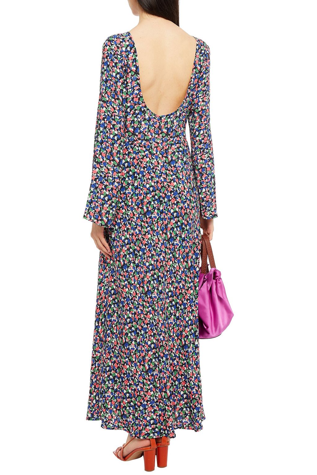 RIXO Mimi Midikleid aus Crêpe mit floralem Print