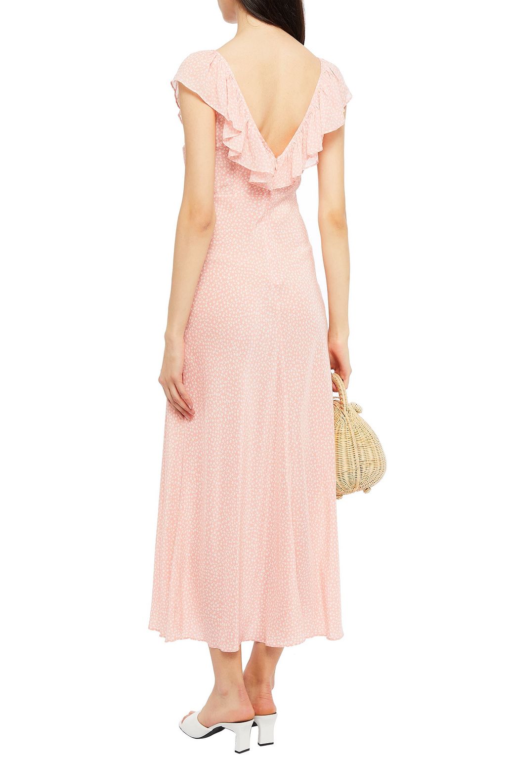 RIXO Antoinette ruffled floral-print silk crepe de chine midi dress