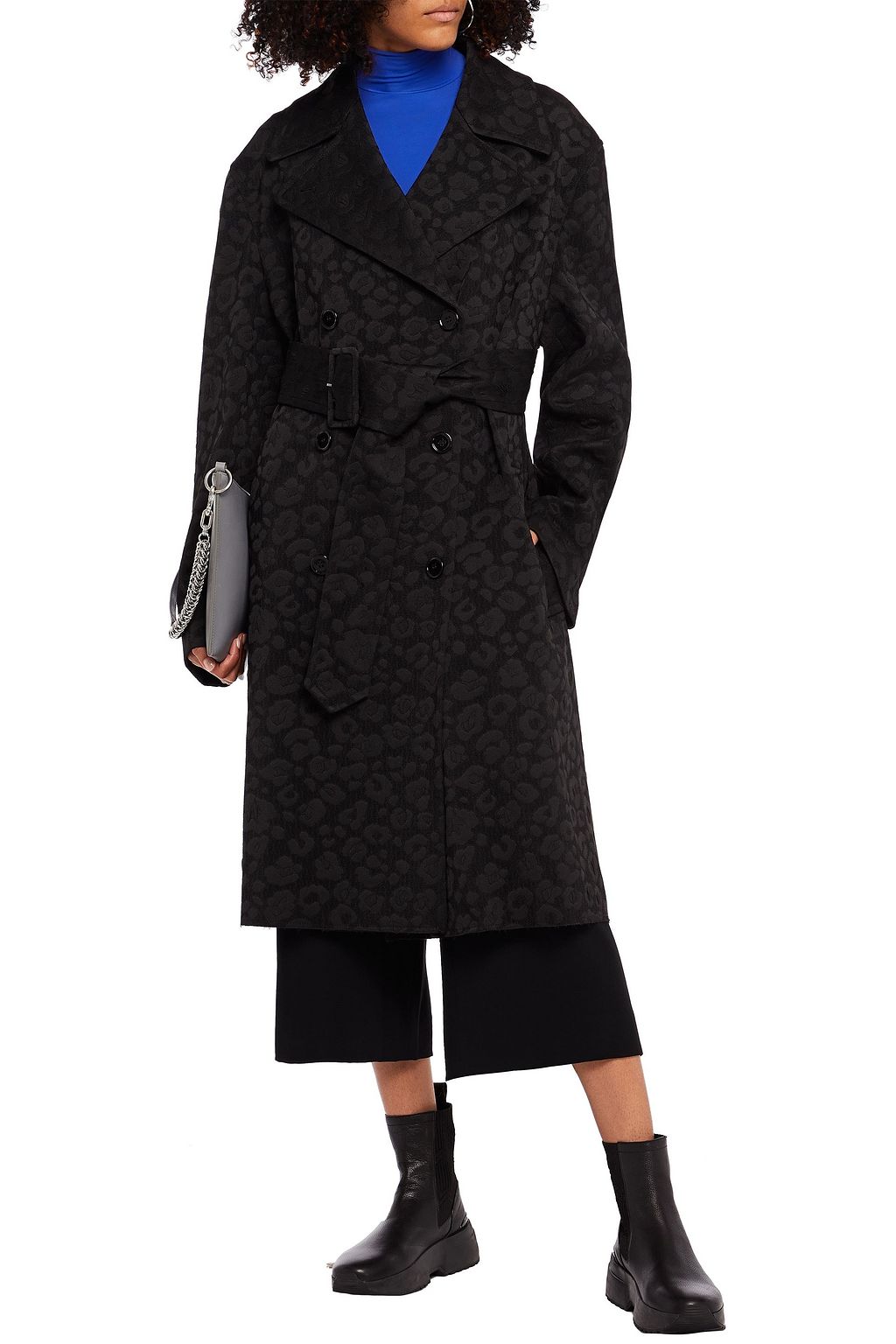 MM6 MAISON MARGIELA Double-breasted belted floral-jacquard coat