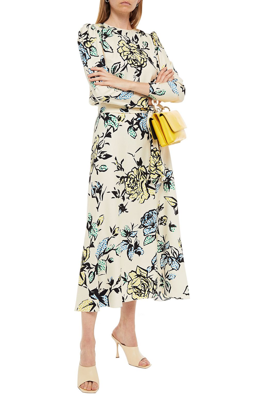 REDVALENTINO Cutout printed satin-crepe midi dress