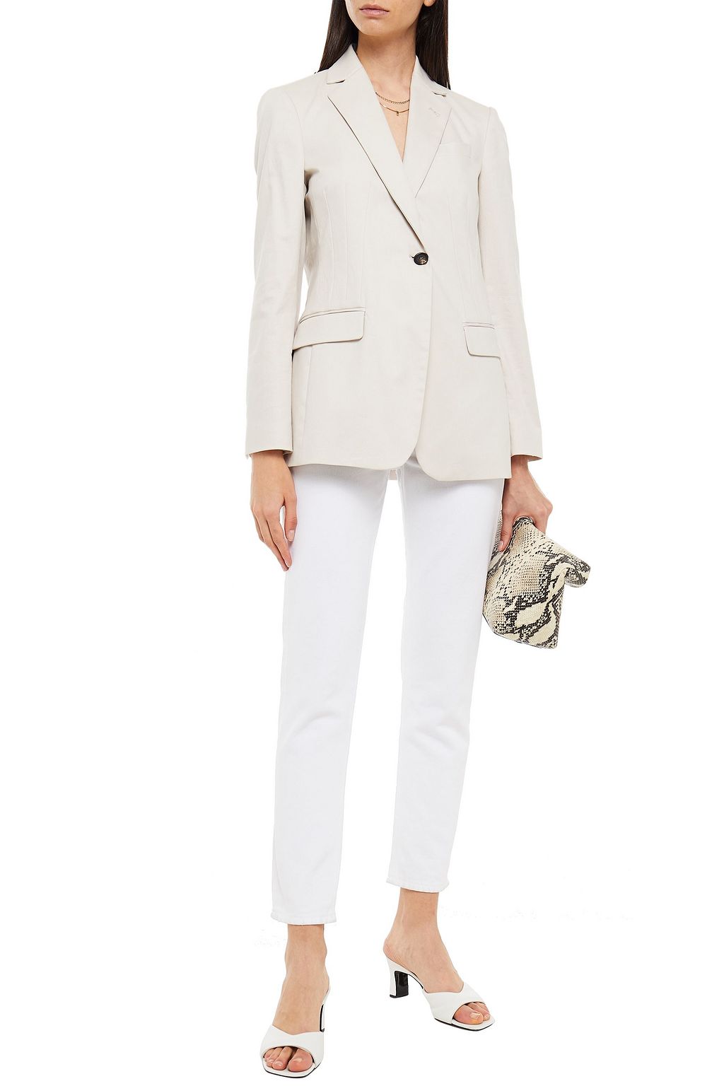 BRUNELLO CUCINELLI Blazer aus Twill aus einer Baumwollmischung mit Zierperlen
