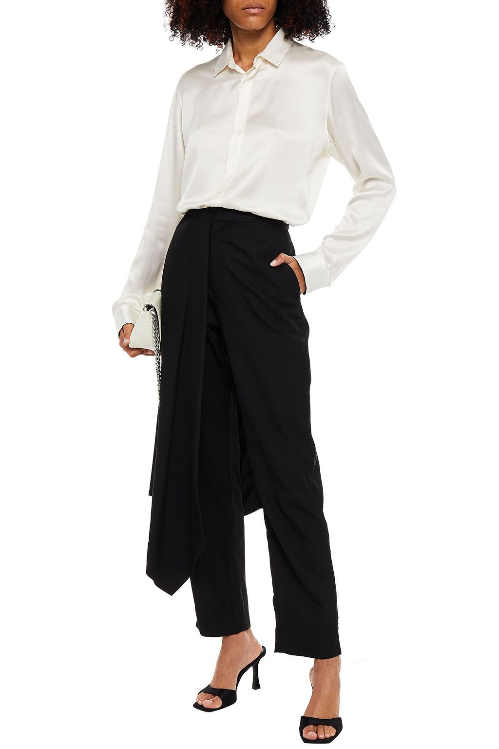 DEVEAUX Layered twill straight-leg pants