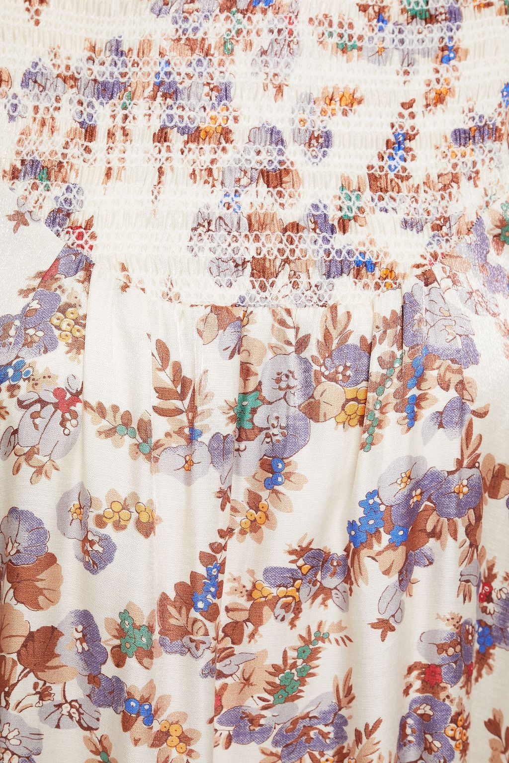 BYTIMO Gathered smocked floral-print woven midi dress