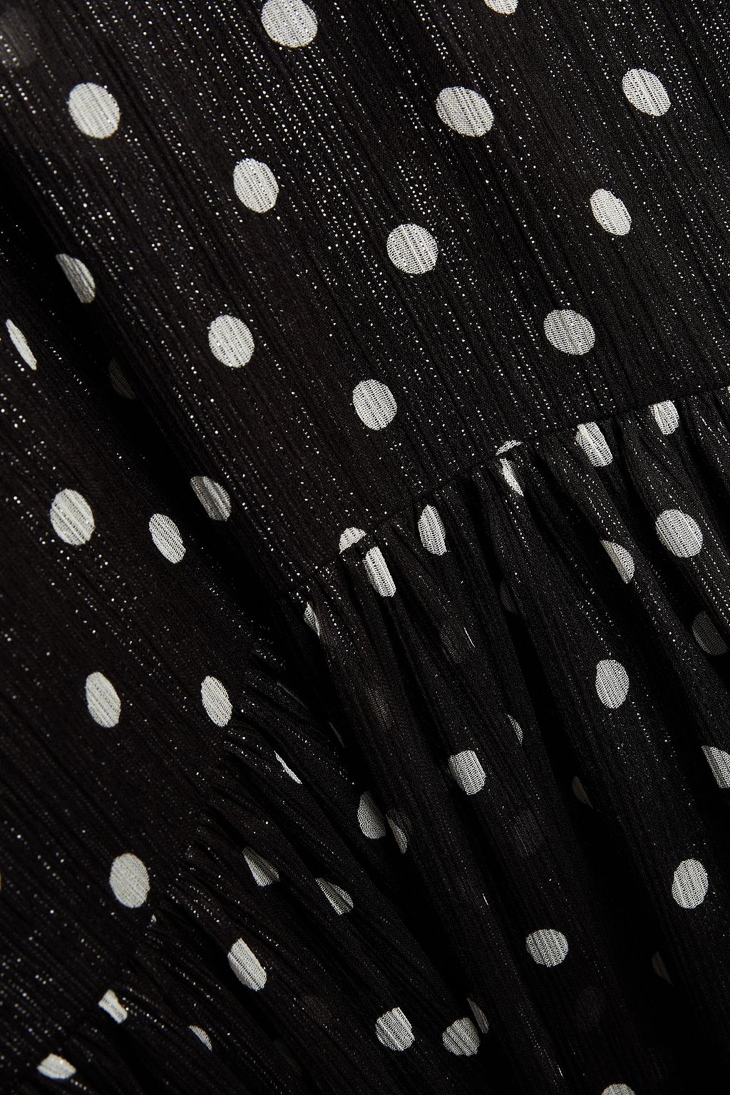 REDVALENTINO Gathered metallic polka-dot crepon midi dress