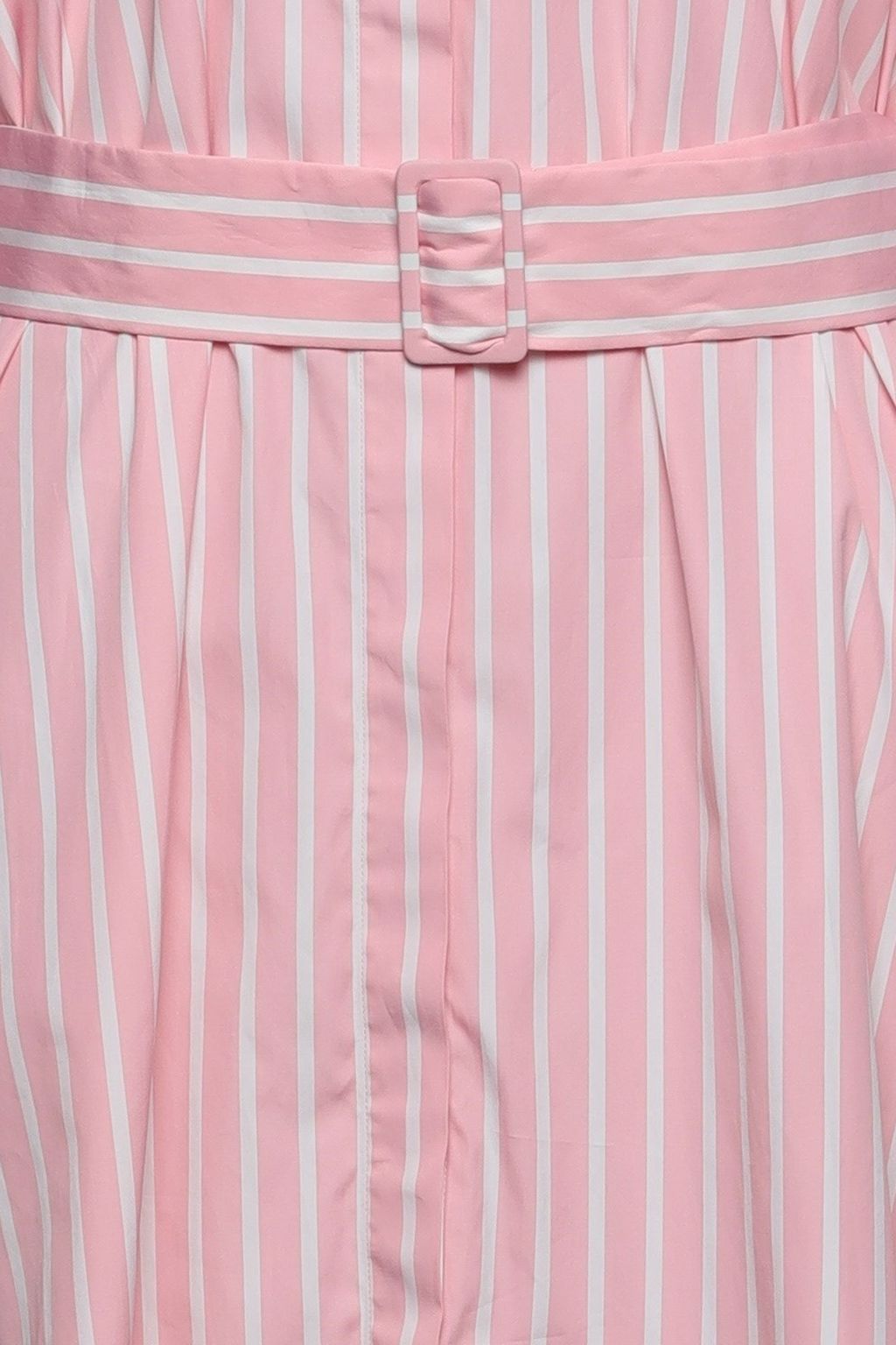 MSGM Belted striped cotton-poplin midi shirt dress