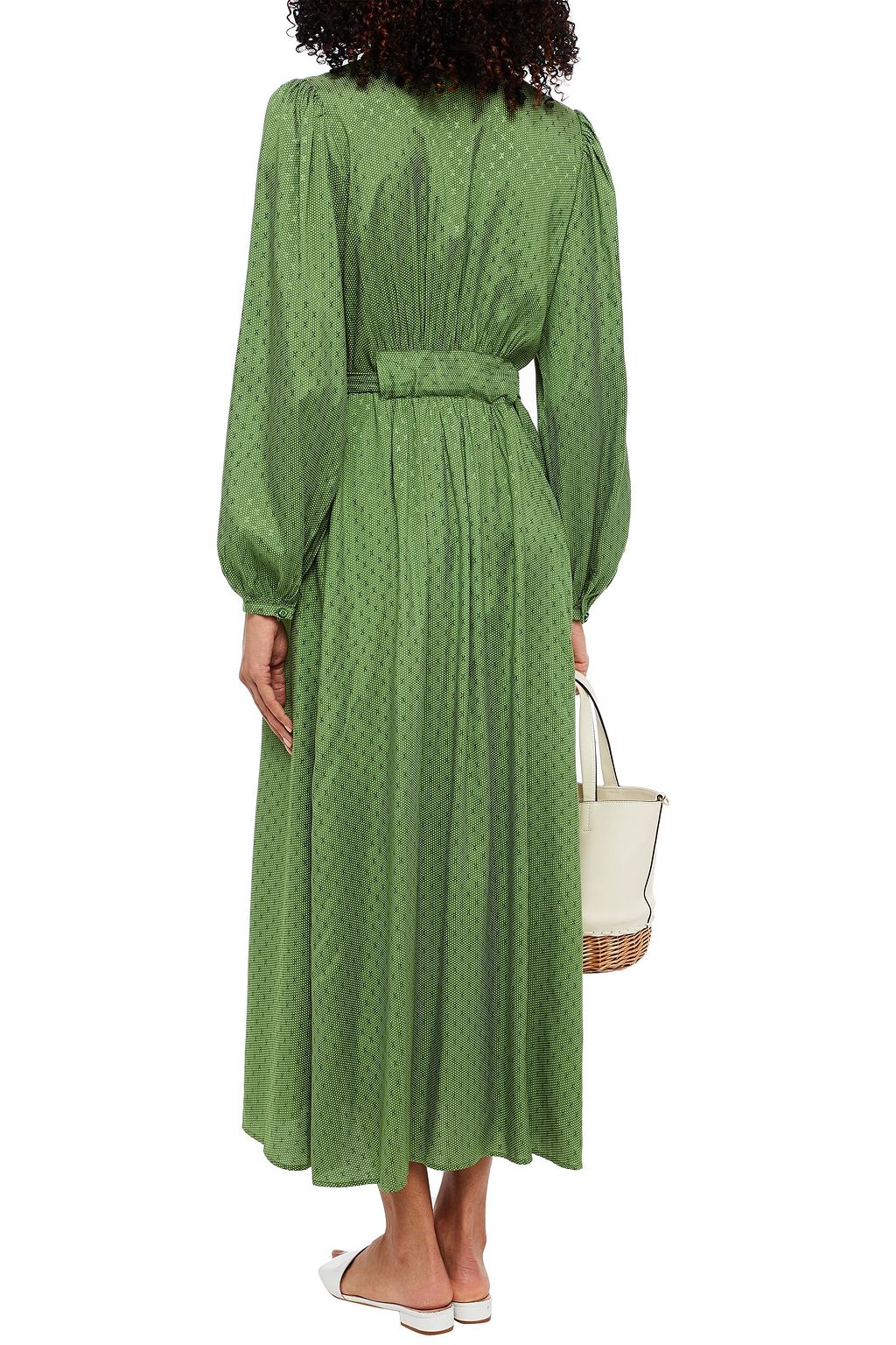 BYTIMO Belted jacquard midi shirt dress