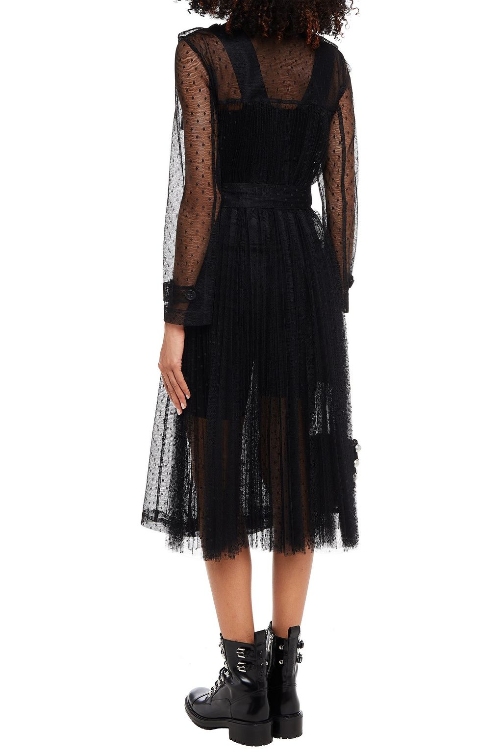 REDVALENTINO Pleated point d'esprit trench coat