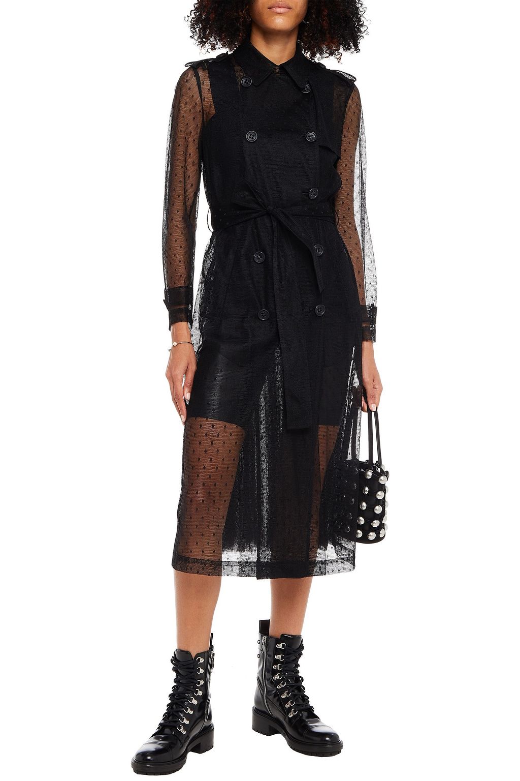 REDVALENTINO Pleated point d'esprit trench coat