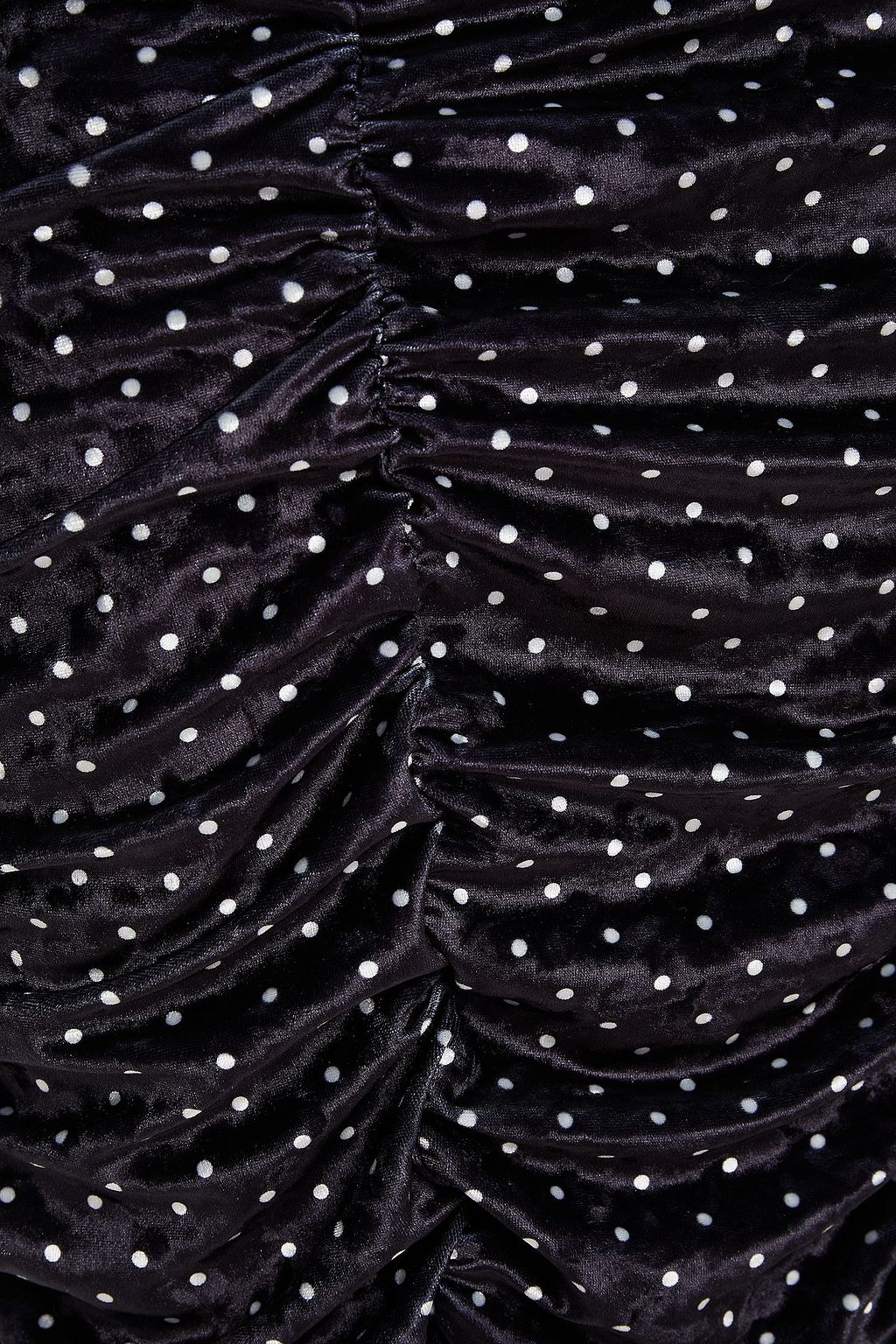 GANNI Ruched polka-dot velvet skirt