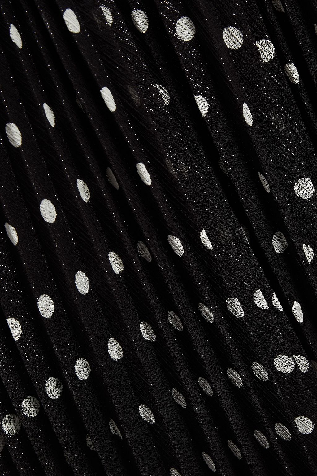 REDVALENTINO Pleated metallic polka-dot crepon midi skirt