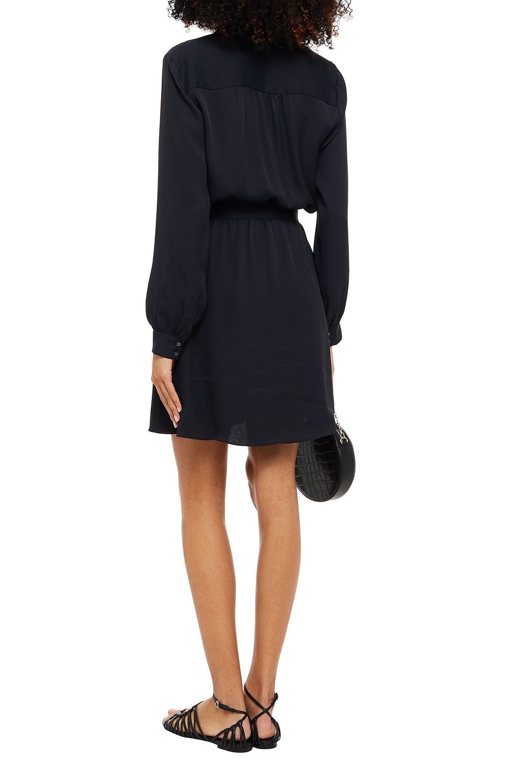 JOIE Leonore belted silk crepe de chine mini dress