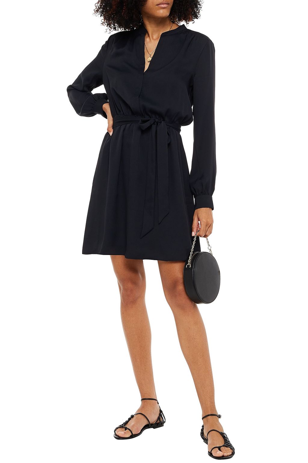 JOIE Leonore belted silk crepe de chine mini dress