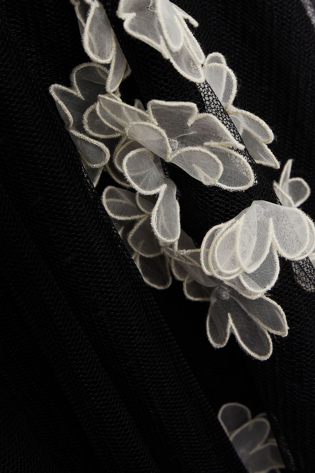 REDVALENTINO Floral-appliquéd point d'esprit midi skirt
