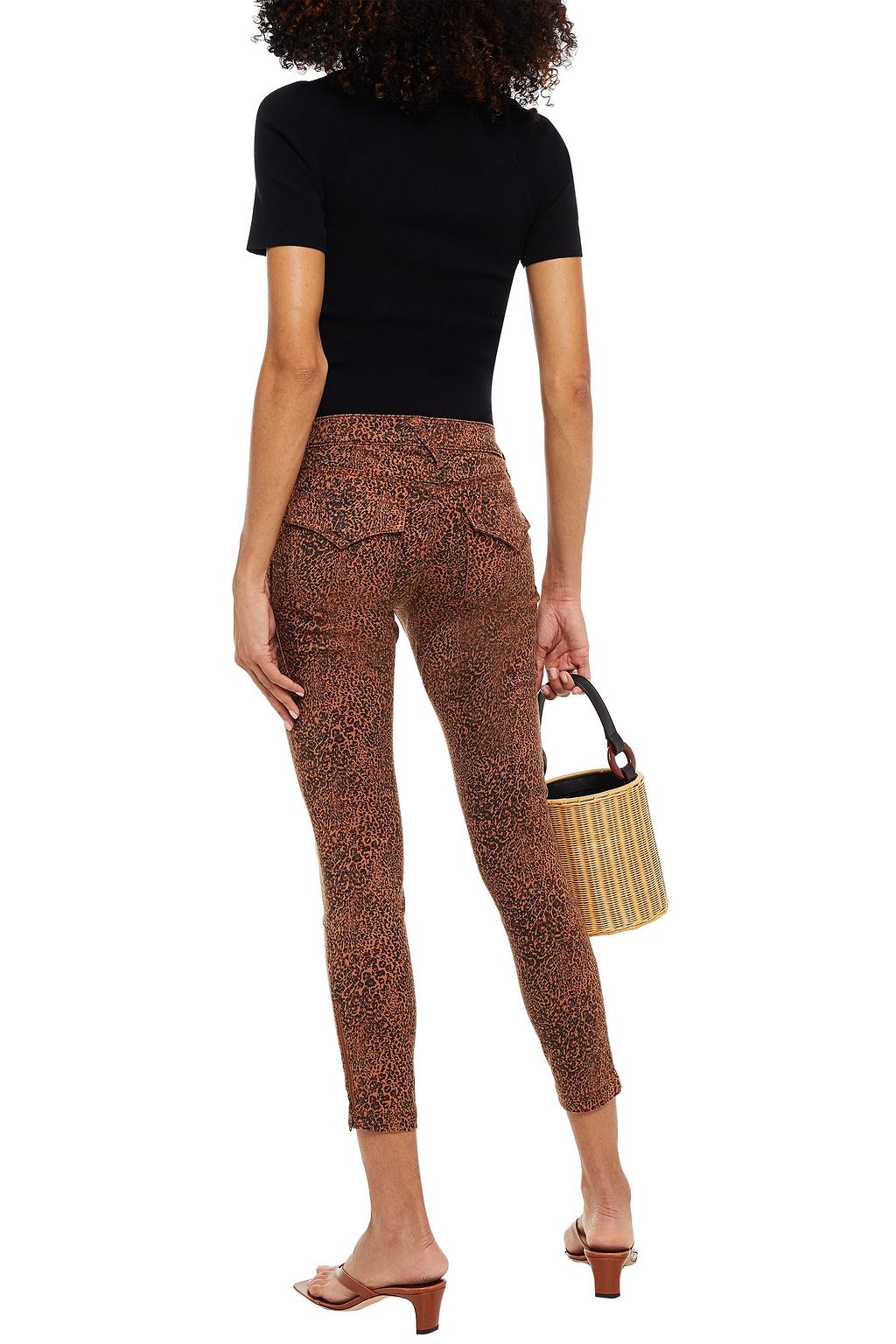 JOIE Park moto-style cropped leopard-print cotton-blend twill skinny pants