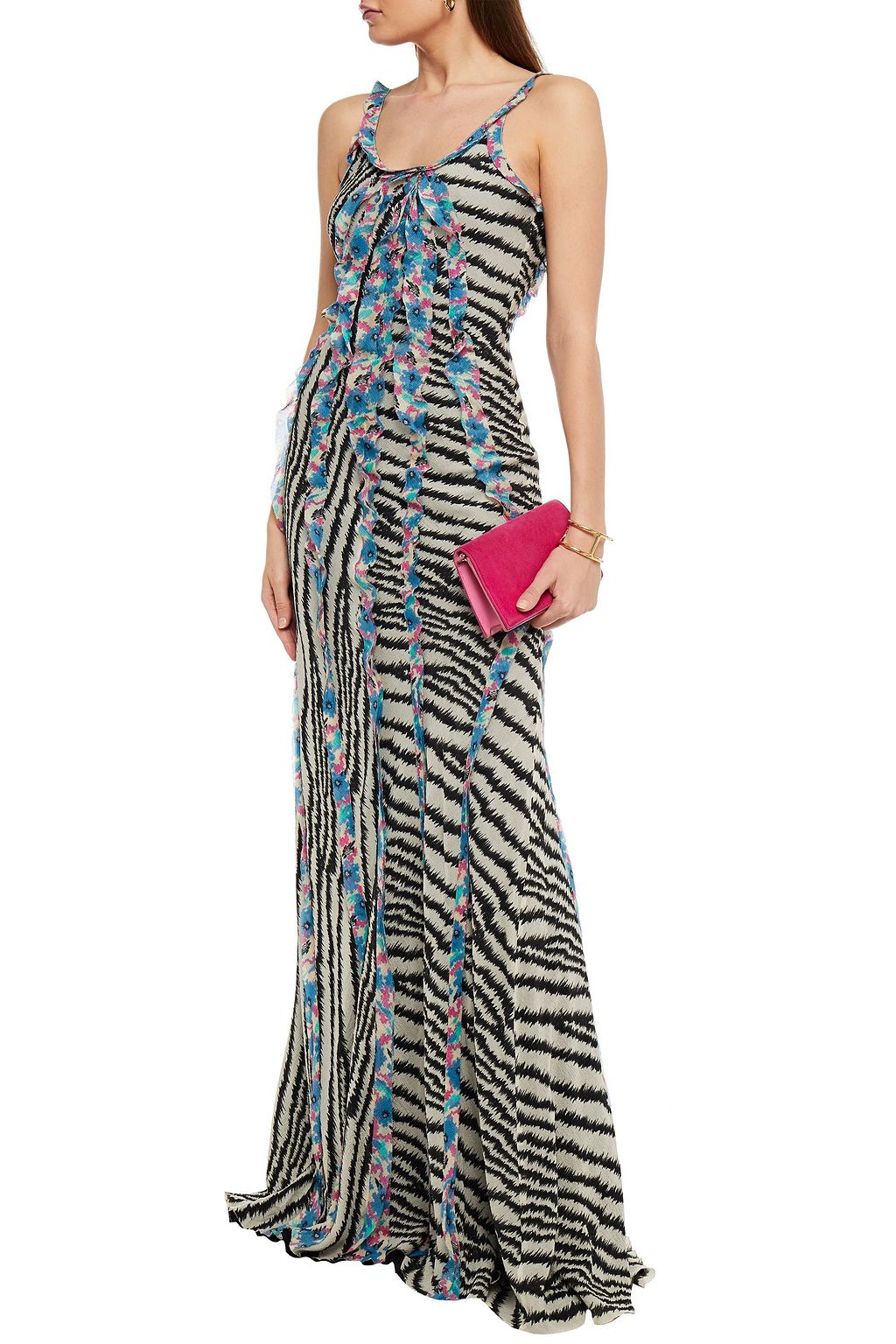 ETRO Open-back printed silk-georgette gown